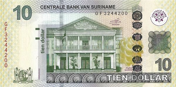 PN163c Surinam - 10 Dollars Year 2019